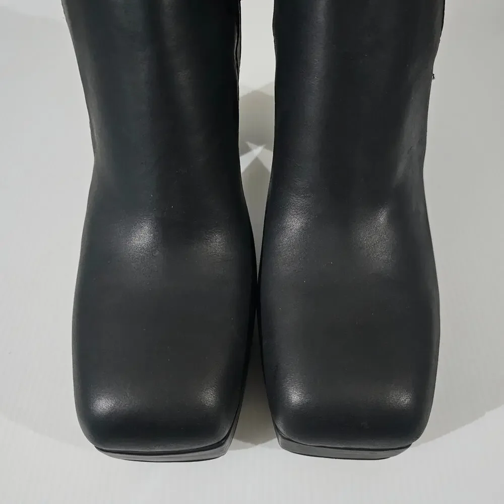 Jeffrey Campbell Amuse Ankle Boot Womens 10 Black Leather Platform High Heel